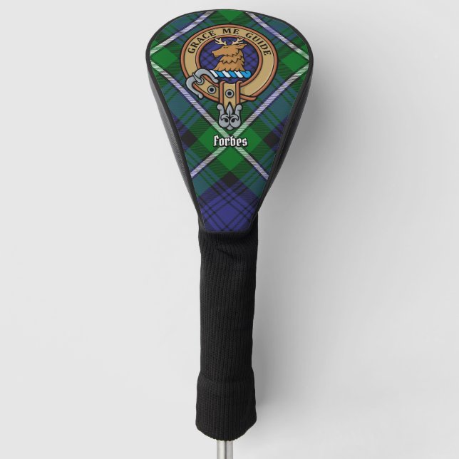 Clan Forbes Wappen über Tartan Golf Headcover (Vorderseite)