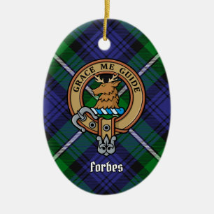 Clan Forbes Wappen über Tartan Keramik Ornament