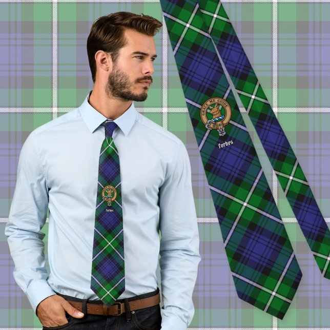 Clan Forbes Wappen über Tartan Krawatte (Von Creator hochgeladen)