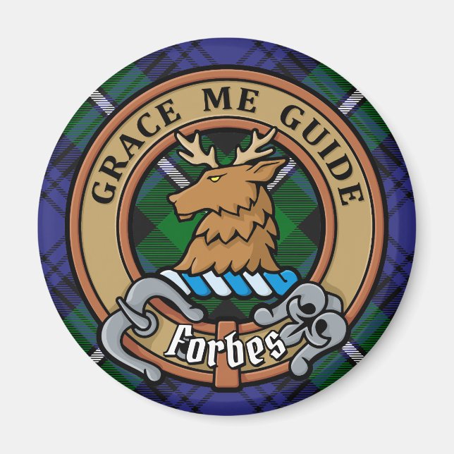 Clan Forbes Wappen über Tartan Magnet (Vorne)