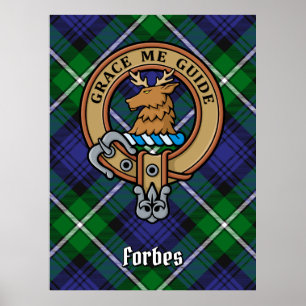Clan Forbes Wappen über Tartan Poster