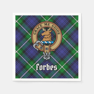Clan Forbes-Wappen über Tartan Serviette