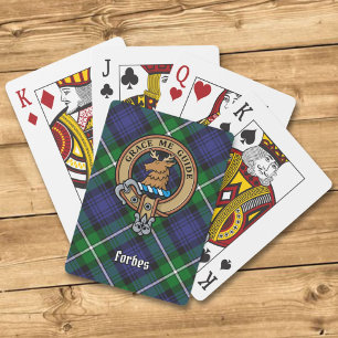 Clan Forbes Wappen über Tartan Spielkarten