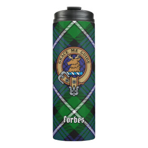 Clan Forbes Wappen über Tartan Thermosbecher