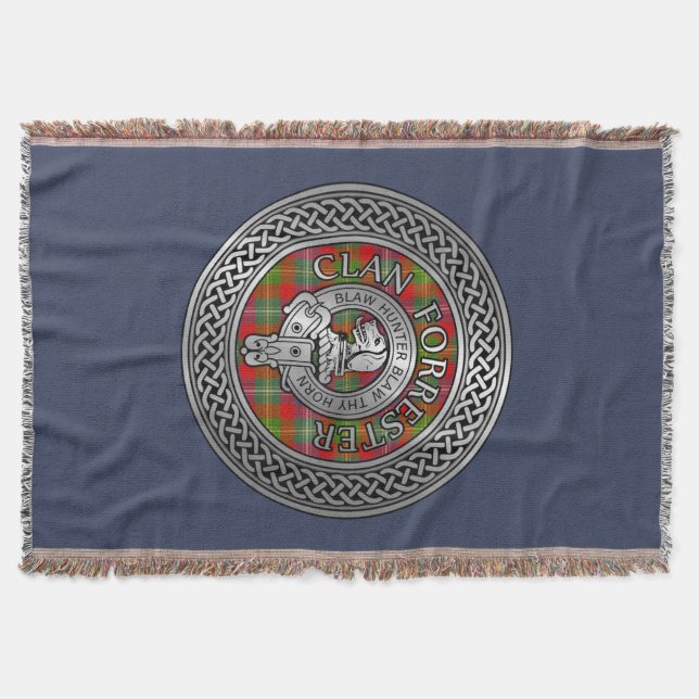 Clan Forrester | Foster Wappen & Tartan Knot Decke (Vorderseite)