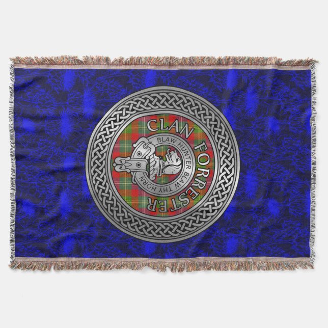 Clan Forrester | Foster Wappen & Tartan Knot Decke (Vorderseite)
