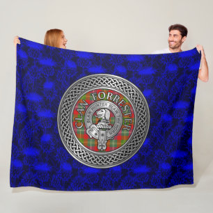 Clan Forrester Foster Wappen & Tartan Knoten Fleecedecke