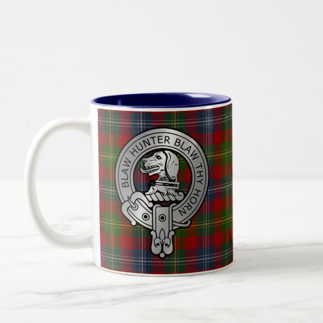 Clan Forrester / Foster Wappen & Tartan Zweifarbige Tasse (Links)