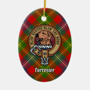 Clan Forrester Wappen über Tartan Keramik Ornament