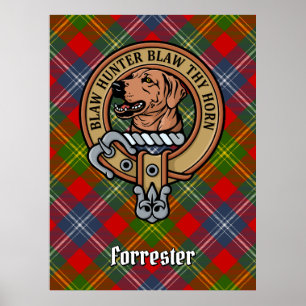 Clan Forrester Wappen über Tartan Poster