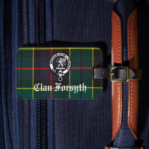 Clan Forsyth-Crest-Abzeichen und Tartan Gepäckanhänger
