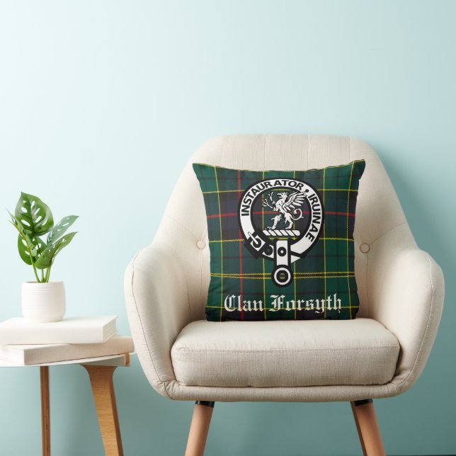 Clan Forsyth Wappen Abzeichen & Tartan Kissen (Stuhl )