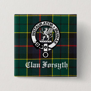 Clan Forsyth Wappen Abzeichen und Tartan Button
