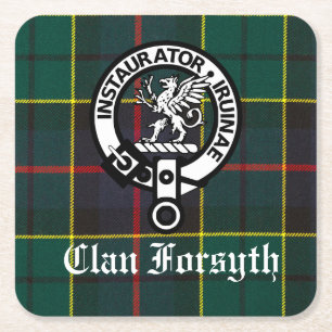 Clan Forsyth Wappen Abzeichen und Tartan Rechteckiger Pappuntersetzer