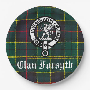 Clan Forsyth Wappen & Tartan individuell anpassbar Pappteller