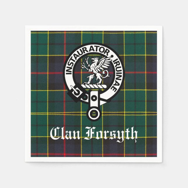 Clan Forsyth Wappen & Tartan individuell anpassbar Serviette (Vorderseite)