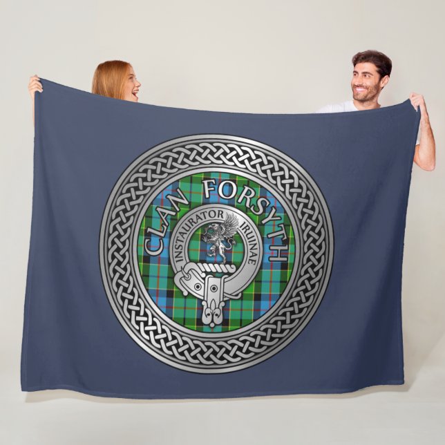 Clan Forsyth Wappen & Tartan Knot Fleecedecke (Beispiel)