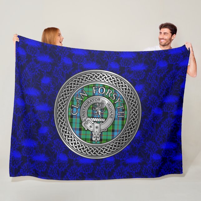 Clan Forsyth Wappen & Tartan Knot Fleecedecke (Beispiel)