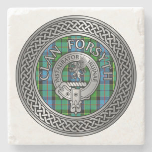 Clan Forsyth Wappen & Tartan Knot Steinuntersetzer
