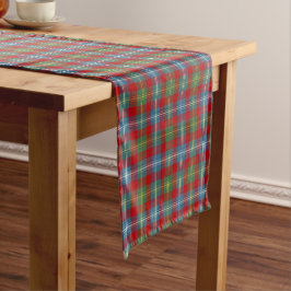 Clan Foster Light Blue und Red Scottish Tartan Kurzer Tischläufer