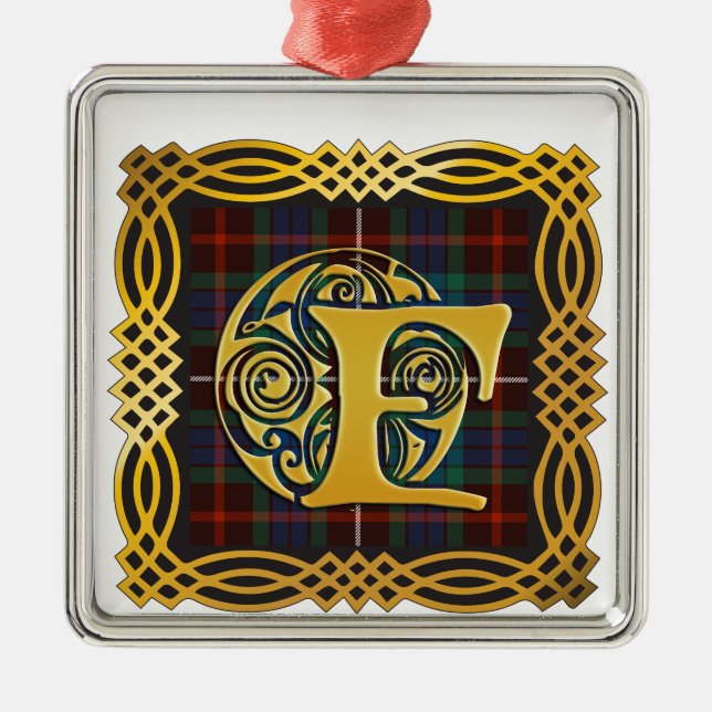 Clan Fraser alte Tartan-Tasse Silbernes Ornament (Vorne)