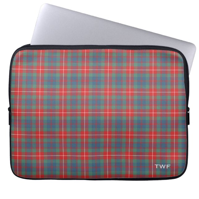 Clan Fraser Ancient Tartan Mit Monogramm Laptopschutzhülle (Vorderseite)
