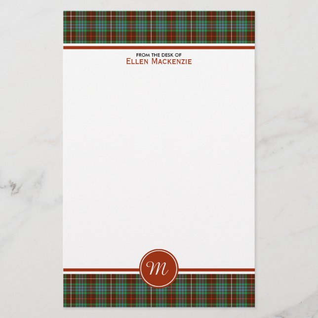 Clan Fraser Hunting Tartan Monogram Briefpapier (Vorderseite)