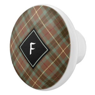 Clan Fraser Jagd gewitterter Tartan Keramik Knob Keramikknauf
