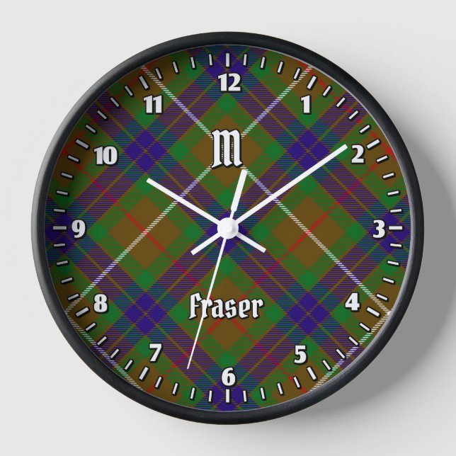 Clan Fraser Jagd Tartan Große Uhr (Vorderseite)