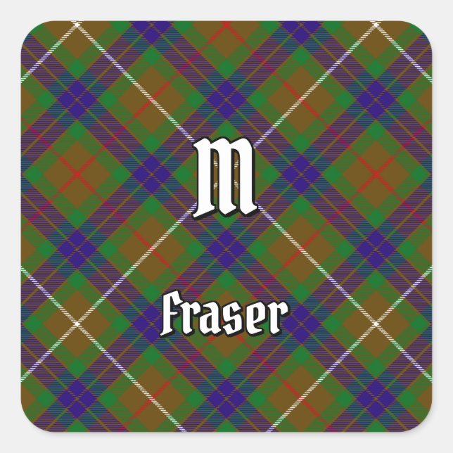 Clan Fraser Jagd Tartan Square Sticker (Vorderseite)