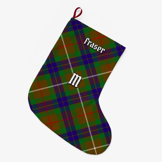 Clan Fraser Jagd Tartan Weihnachts-Strumpf Großer Weihnachtsstrumpf (Vorderansicht (hängend))