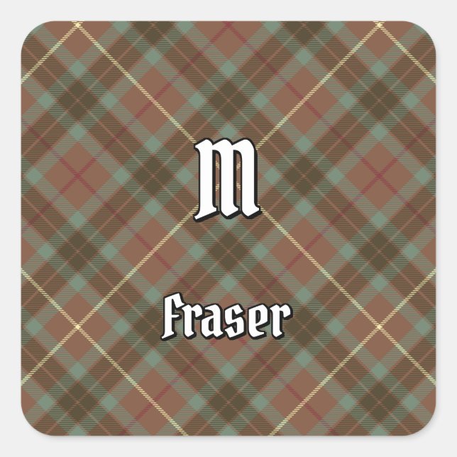 Clan Fraser Junting Tartan Quadratischer Aufkleber (Vorderseite)