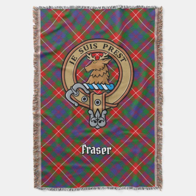 Clan Fraser of Lovat Wappen über Tartan Decke (Vorderseite Vertikal)