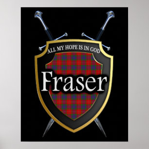 Clan Fraser Scottish Shield & Schwerter Poster