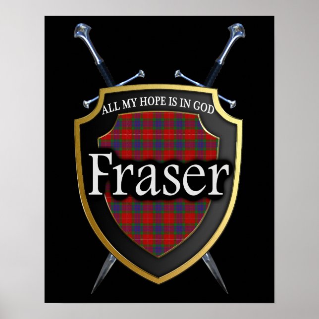 Clan Fraser Scottish Shield & Schwerter Poster (Vorne)