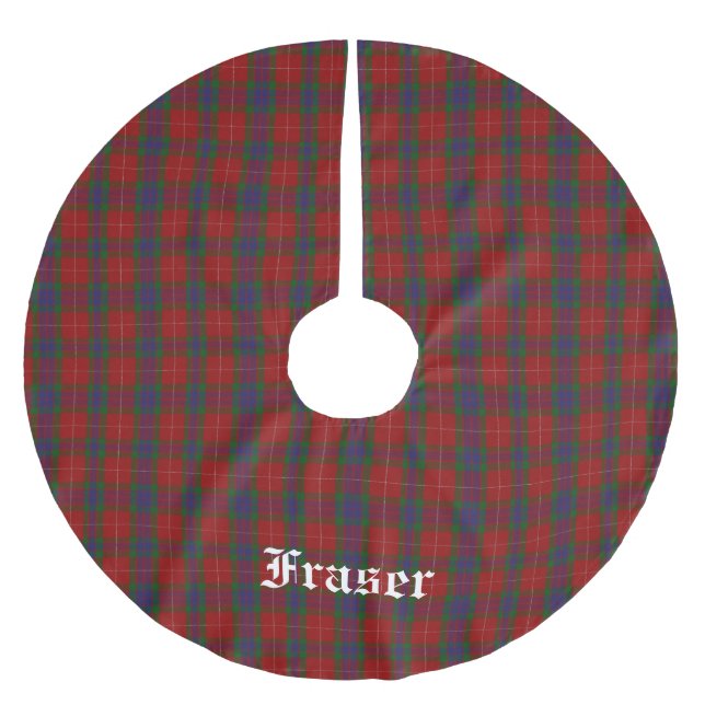Clan Fraser Tartan Kariertes Baumrock Polyester Weihnachtsbaumdecke (Vorderseite)