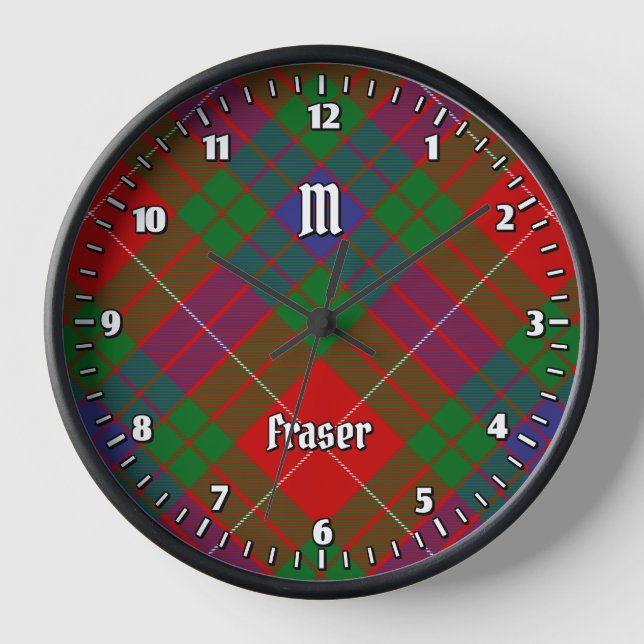 Clan Fraser Tartan Large Clock Uhr (Vorderseite)