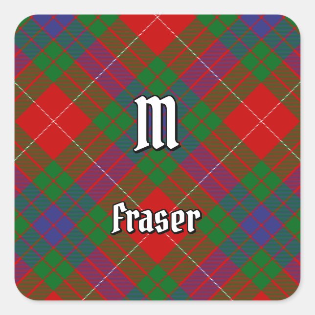 Clan Fraser Tartan Square Sticker (Vorderseite)