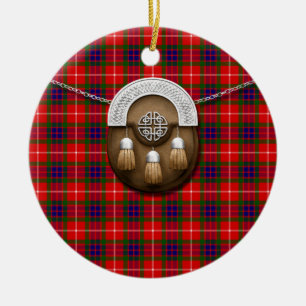 Clan Fraser Tartan und Sporran Keramikornament