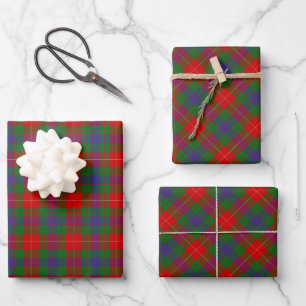 Clan Fraser Tartan Wrapping Paper Sheets Geschenkpapier Set