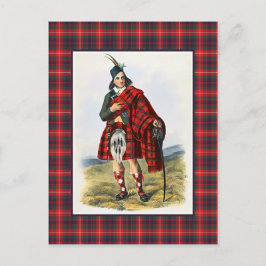 Clan Fraser Vintag Illustration Tartan Frame Postkarte