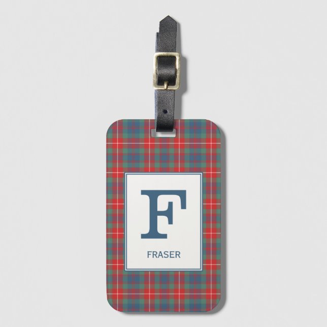 Clan Fraser von Lovat Ancient Tartan Mit Monogramm Gepäckanhänger (Vorderseite Vertikal)