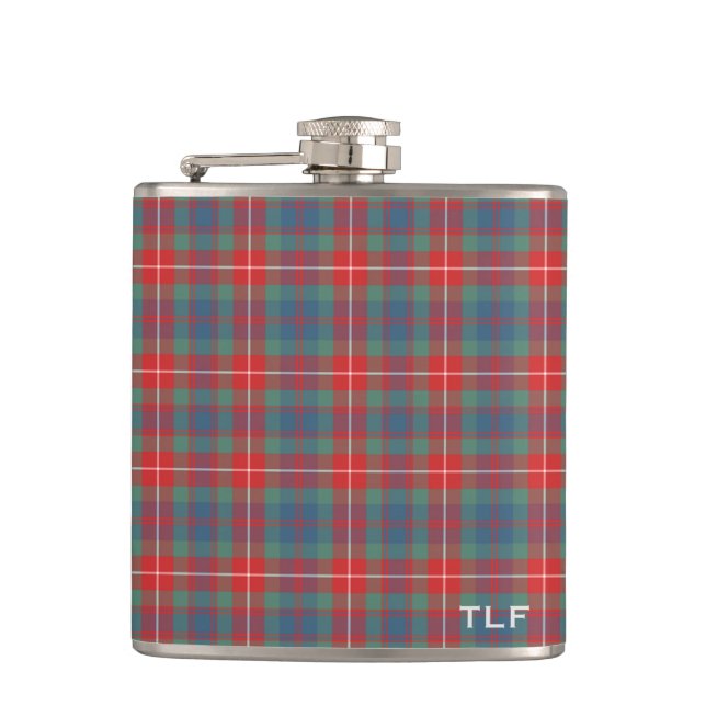 Clan Fraser von Lovat Ancient Tartan Monogram Flachmann (Vorderseite)
