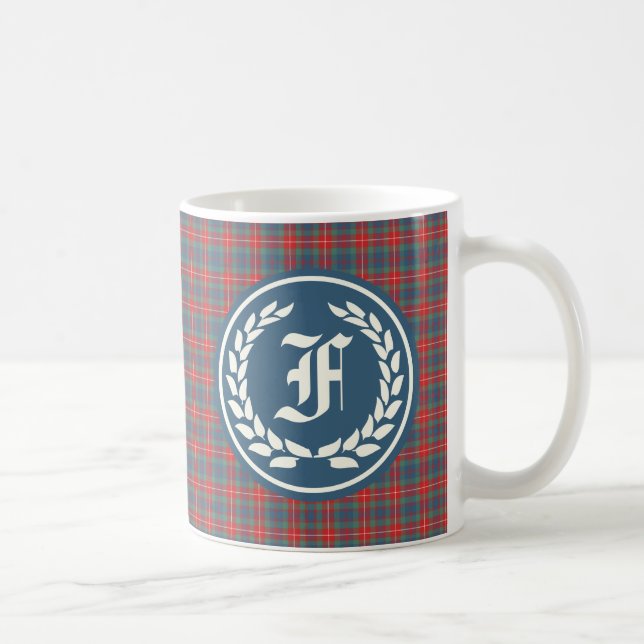 Clan Fraser von Lovat Ancient Tartan Monogram Kaffeetasse (Rechts)
