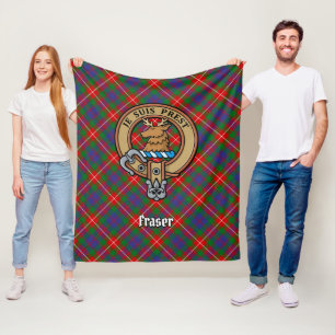 Clan Fraser von Lovat Wappen über Tartan Fleecedecke