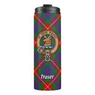 Clan Fraser von Lovat Wappen über Tartan Thermosbecher