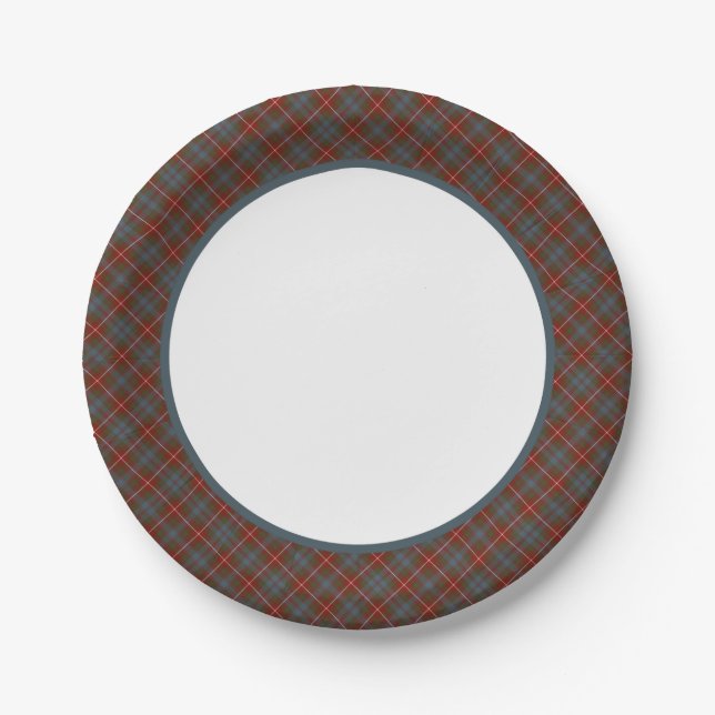 Clan Fraser von Lovat Weathered Tartan Border Pappteller (Vorderseite)