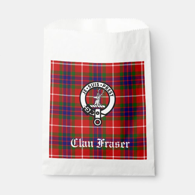 Clan Fraser Wappen Abzeichen und Tartan individuel Geschenktütchen (Vorderseite)