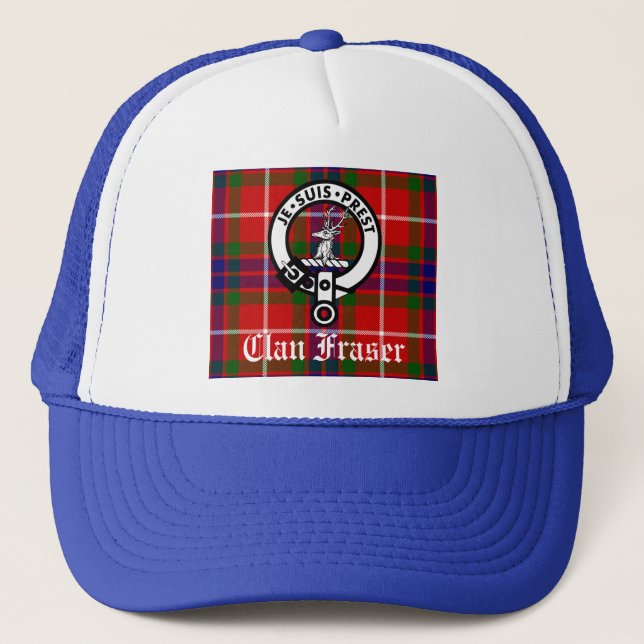 Clan Fraser Wappen Abzeichen und Tartan Truckerkappe (Vorderseite)