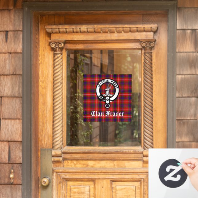 Clan Fraser Wappen Abzeichen und Tartan Window Clo Fensteraufkleber (Haustür)